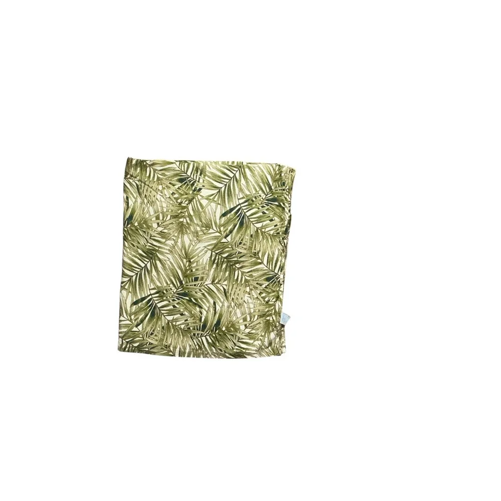 Vintage Royale Palm Print Flat Sheet 100% Cotton Green Beige Queen Size Bedding